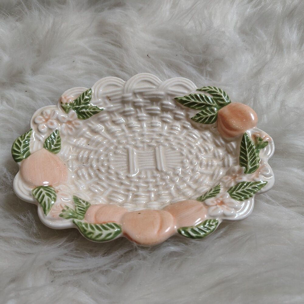 Cottagecore Ceramic VTG Peach Soap Dish/Trinket Dish